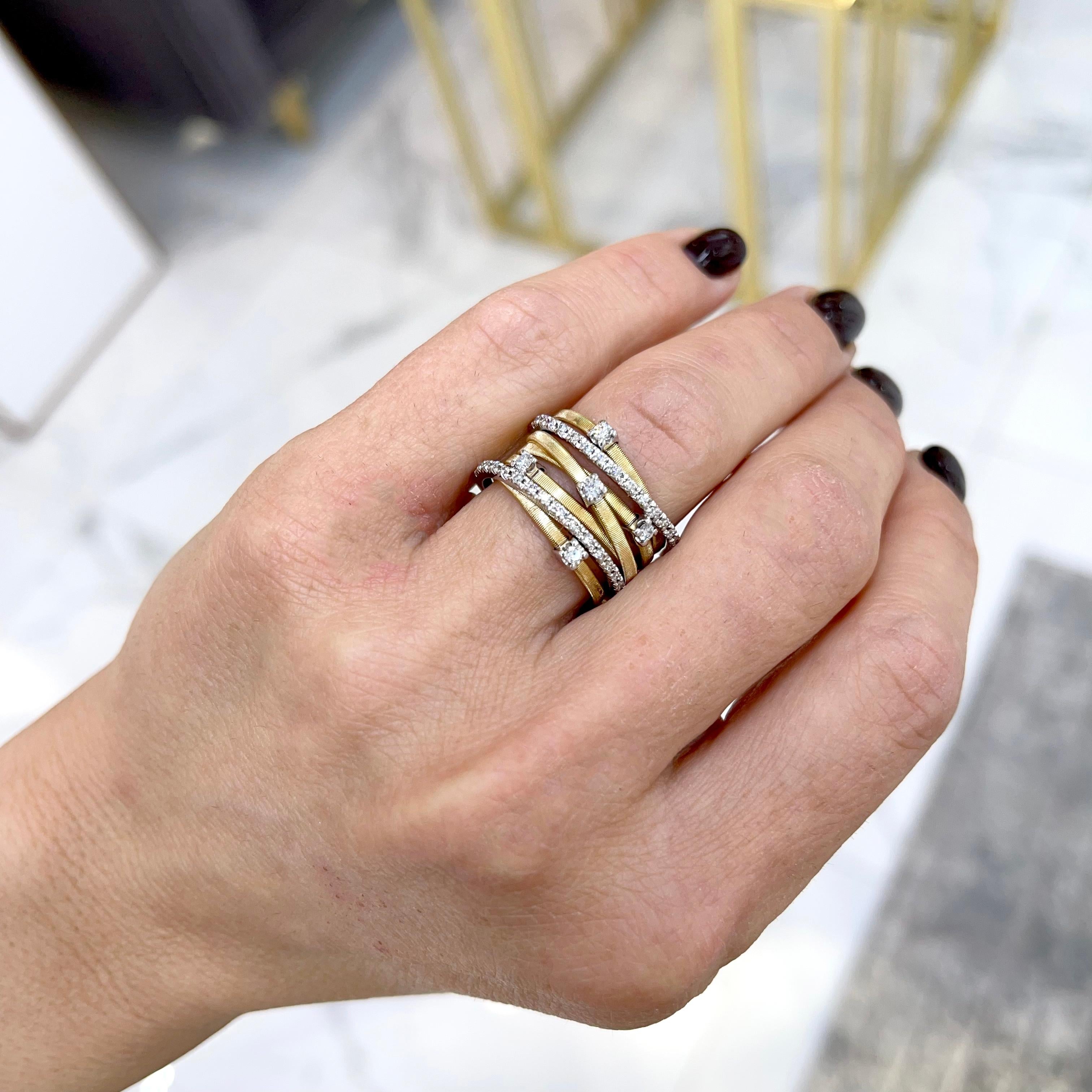 Marco Bicego GOA 18K Gelb & Weißgold 7 Strang Diamant Cocktail Ring 2