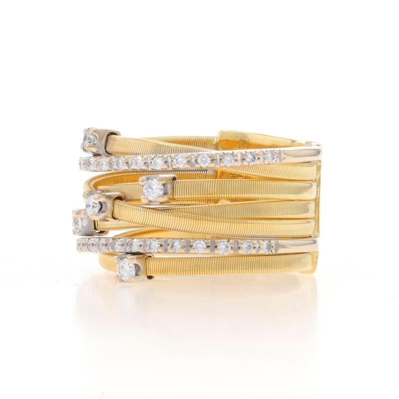 Round Cut Marco Bicego Goa 7 Row Diamond Band Yellow Gold 18k .41ctw Cluster Cocktail Ring