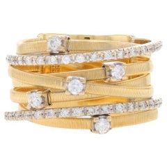 Marco Bicego Goa 7 Row Diamond Band Yellow Gold 18k .41ctw Cluster Cocktail Ring
