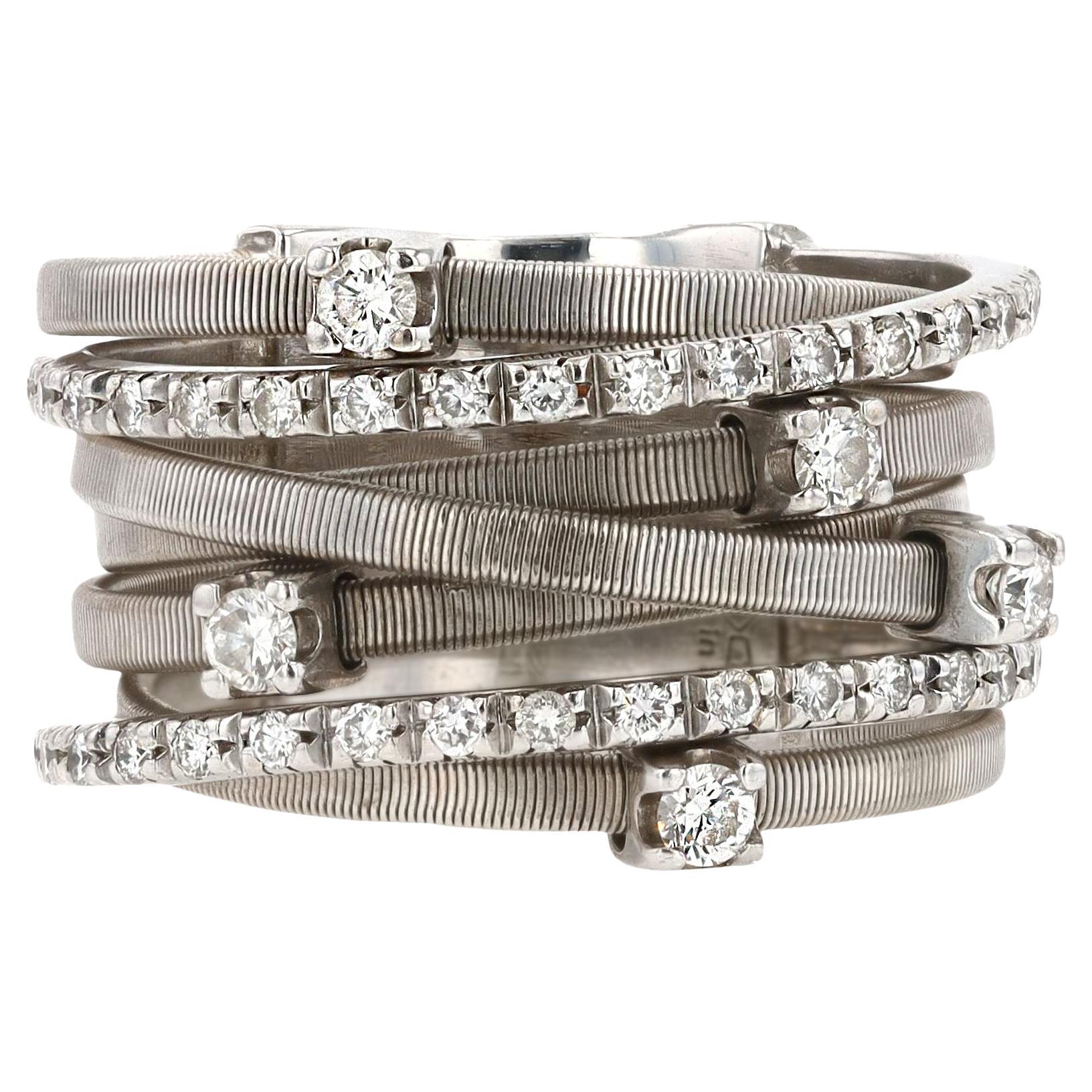 Marco Bicego GOA 7-Strand Diamond Wide White Gold Band
