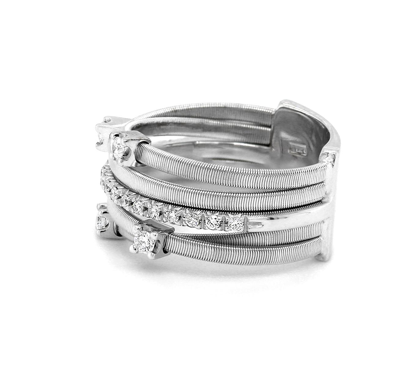 Marco Bicego, Goa Kollektion 18 K Weißgold Fünfstrang-Diamant- und Pavé-Ring (Rundschliff) im Angebot