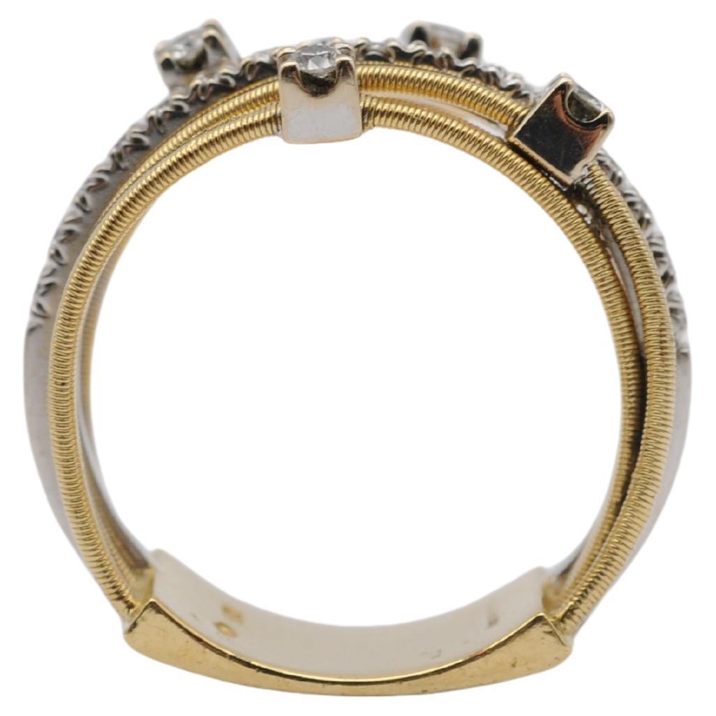 Aesthetic Movement Marco Bicego, Goa Collection 18K White Gold Five Strand Diamond and Pavé Ring For Sale