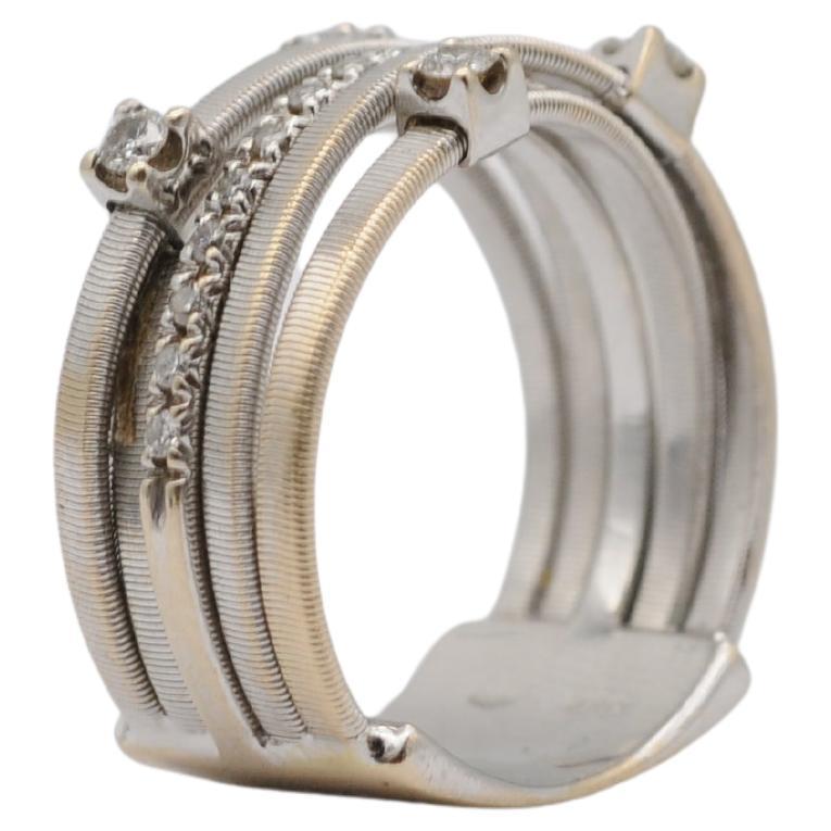 Brilliant Cut Marco Bicego, Goa Collection 18K White Gold Five Strand Diamond and Pavé Ring For Sale
