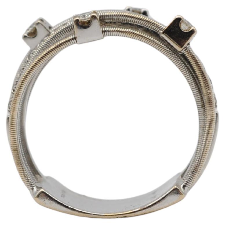 Marco Bicego, Goa Collection 18K White Gold Five Strand Diamond and Pavé Ring In Good Condition For Sale In Berlin, BE