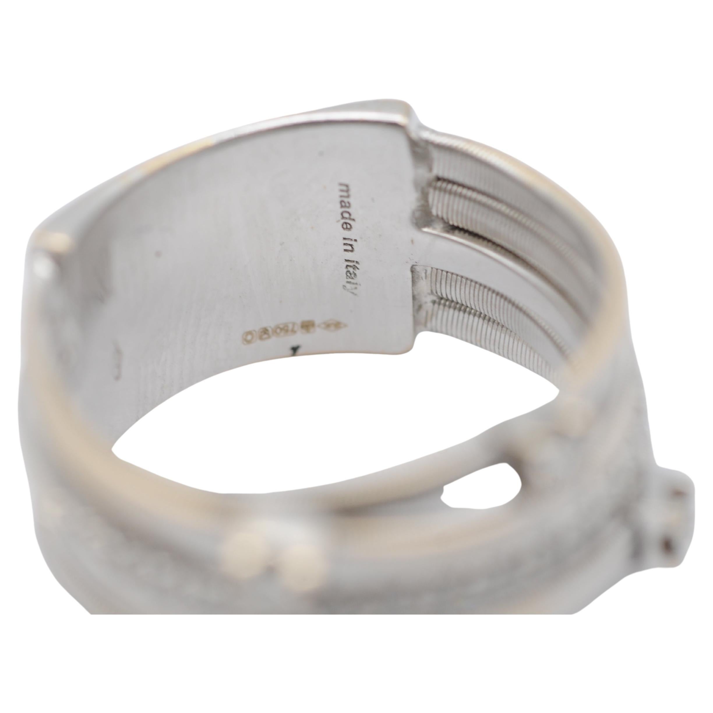 Marco Bicego, Goa Collection 18K White Gold Five Strand Diamond and Pavé Ring For Sale 1