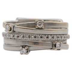 Marco Bicego, The Collective or blanc 18K Bague à cinq rangs de diamants et pavés
