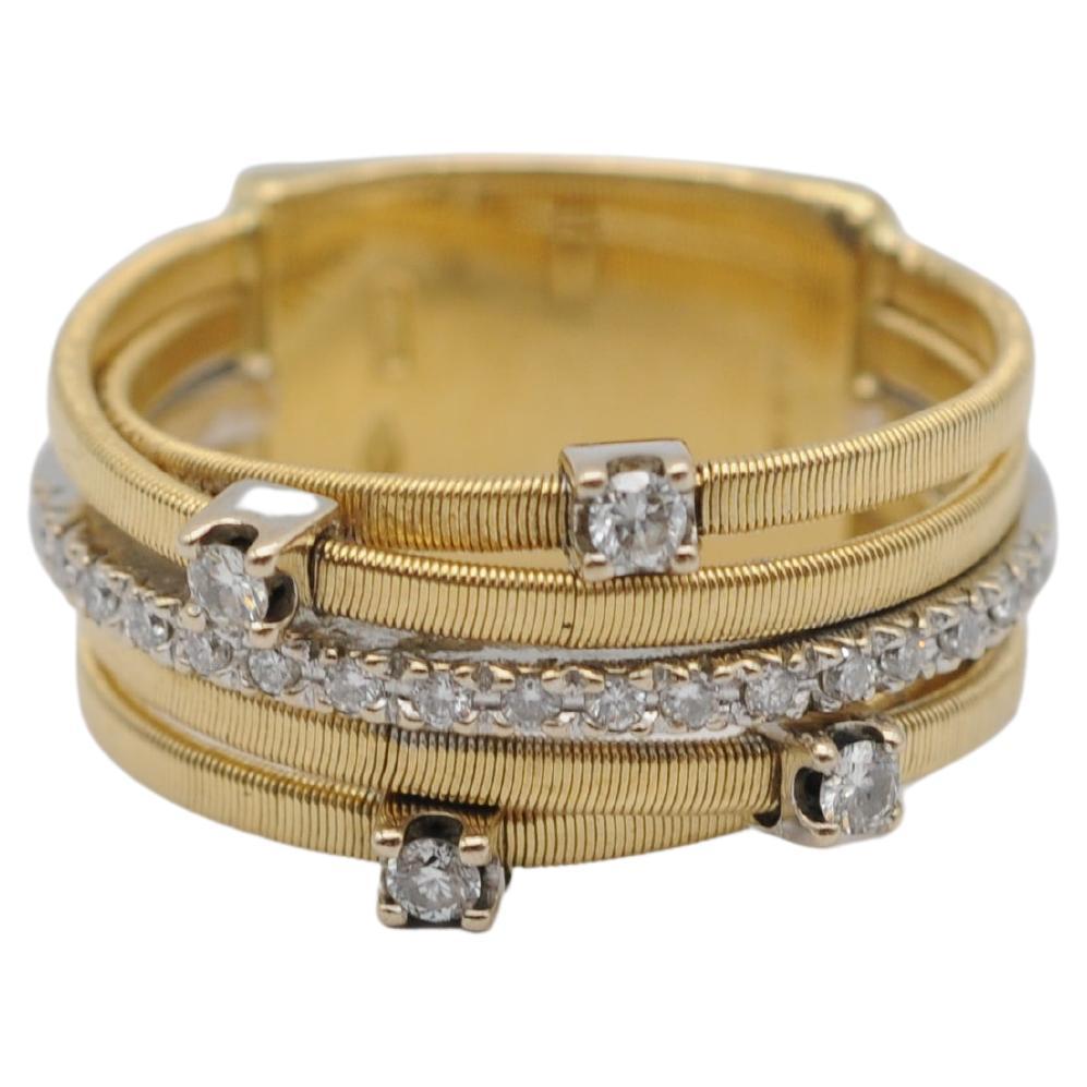 Brilliant Cut Marco Bicego, Goa Collection 18K yellow Gold Five Strand Diamond and Pavé Ring For Sale