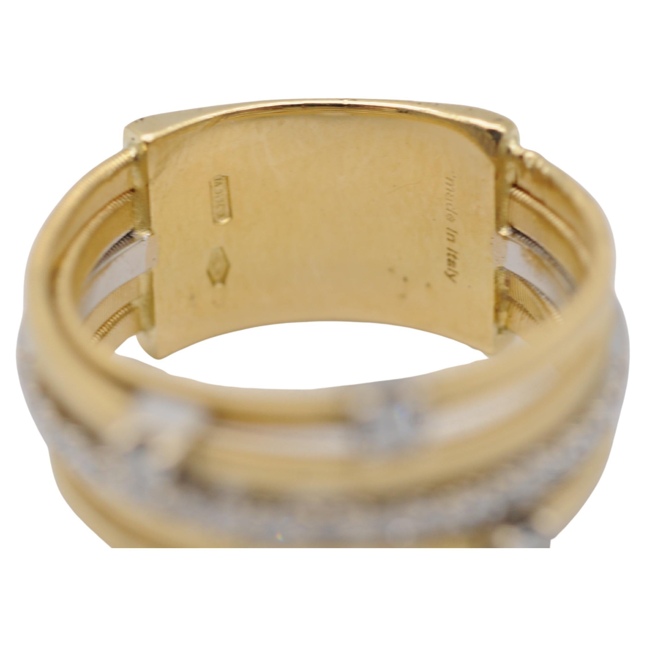 Marco Bicego, Goa Collection 18K yellow Gold Five Strand Diamond and Pavé Ring In Good Condition For Sale In Berlin, BE