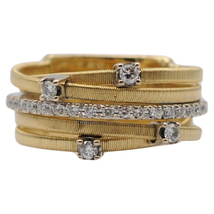 Marco Bicego, Goa Collection 18K yellow Gold Five Strand Diamond and Pavé Ring For Sale 3