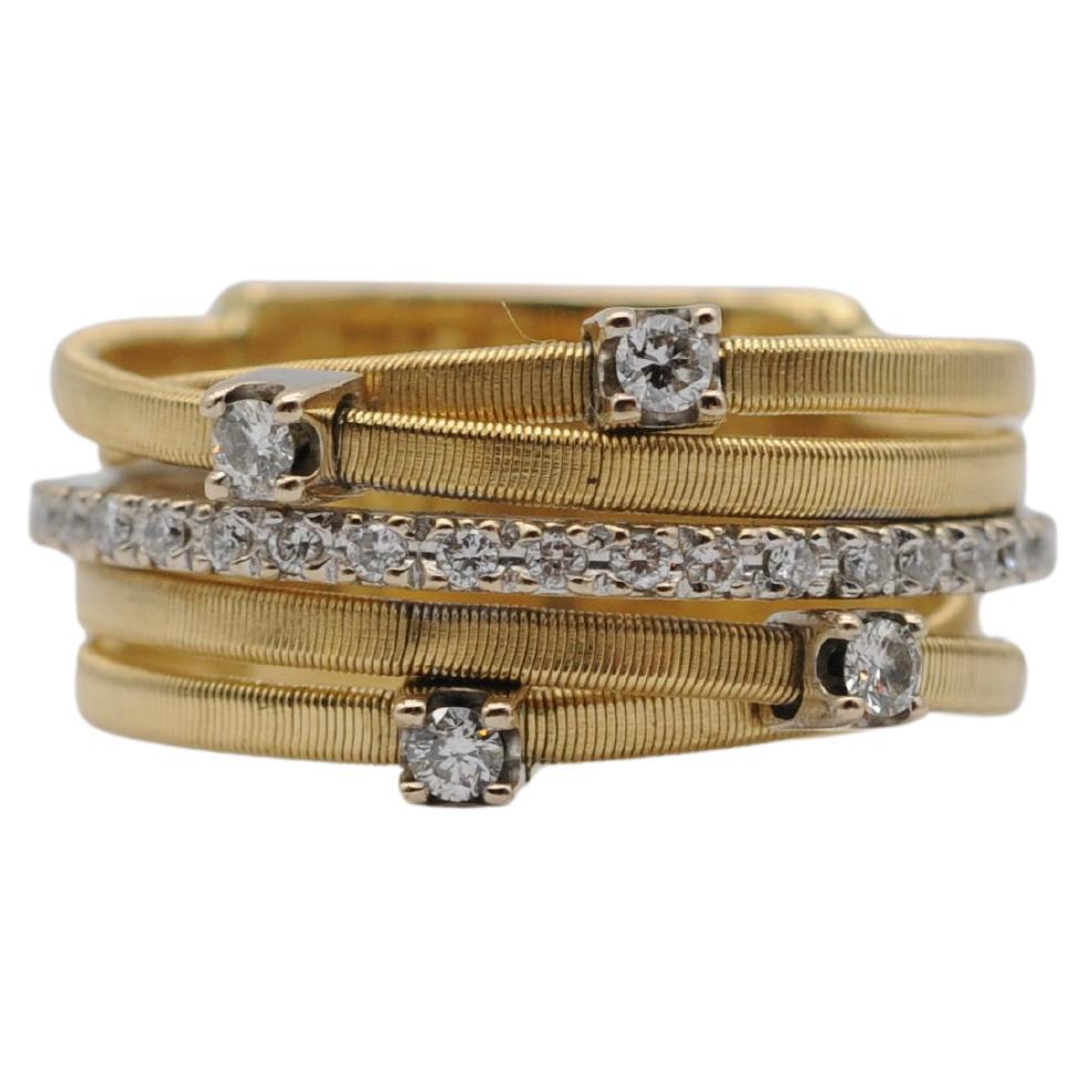 Marco Bicego, Goa Collection 18K yellow Gold Five Strand Diamond and Pavé Ring