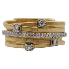 Marco Bicego, Goa Collection 18K yellow Gold Five Strand Diamond and Pavé Ring