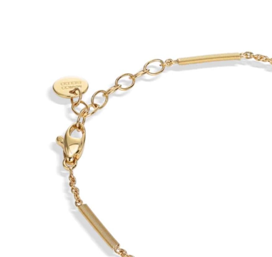 Modern Marco Bicego Goa Collection 18K Yellow Gold Pave Diamond Bar Necklace For Sale
