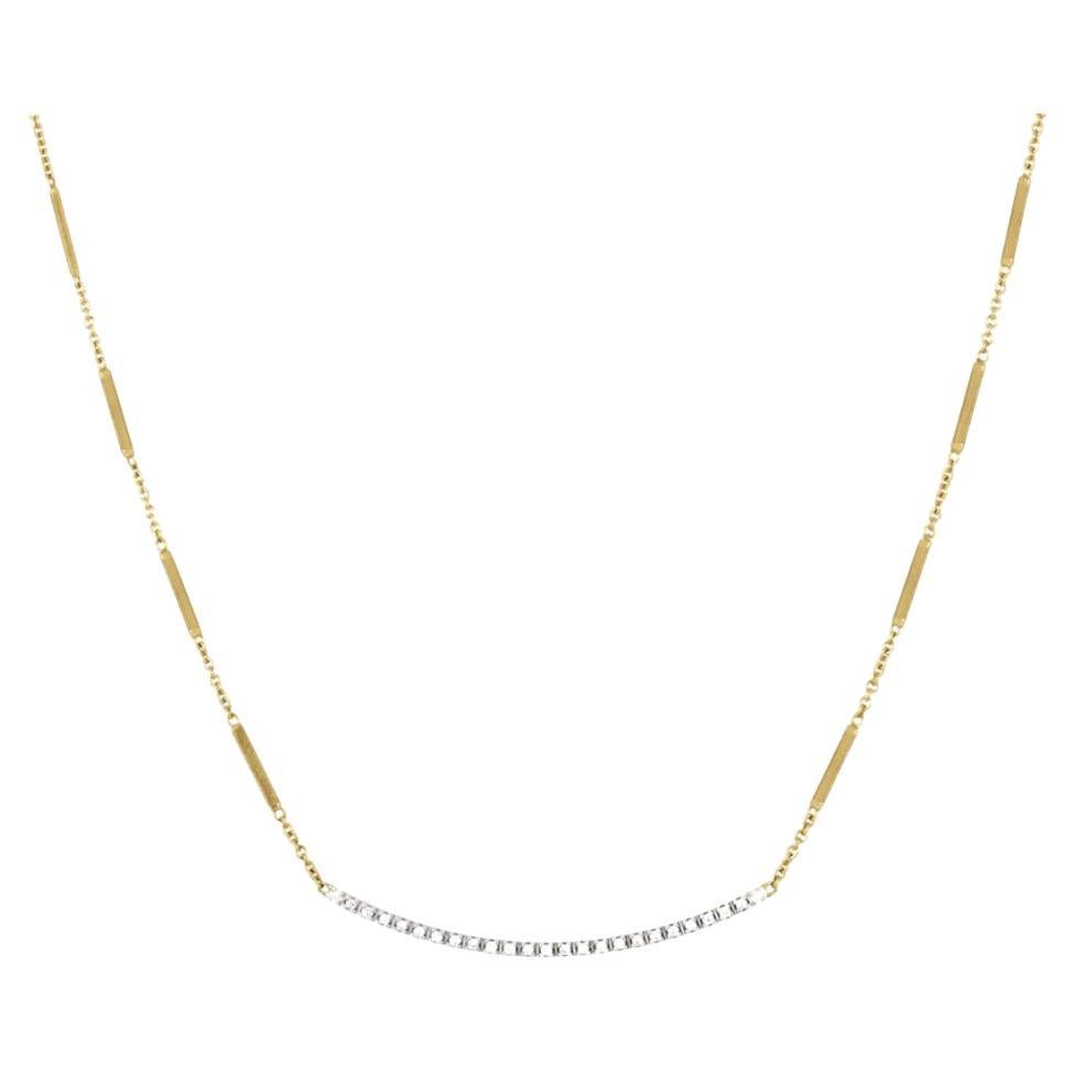 Marco Bicego Goa Collection 18K Yellow Gold Pave Diamond Bar Necklace For Sale