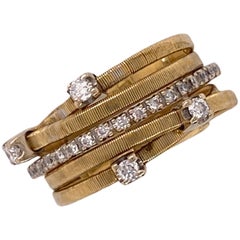 Marco Bicego Goa Diamond 18 Karat White Yellow Gold 5-Row Band Ring