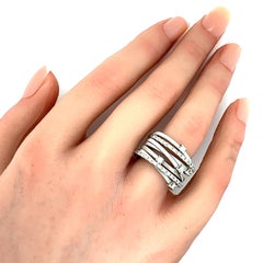 Marco Bicego GOA Diamond 7 Row Band Ring in 18k White Gold Size 6.5