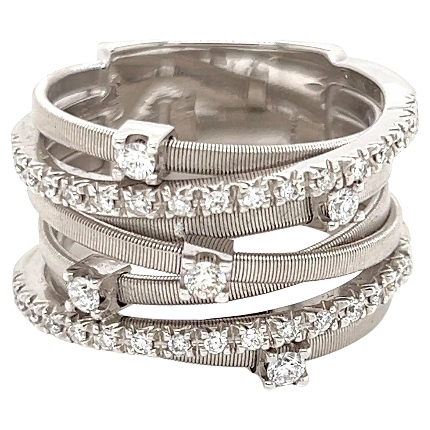 Marco Bicego GOA Diamond 7 Row Band Ring in 18k White Gold Size 6.5 For Sale
