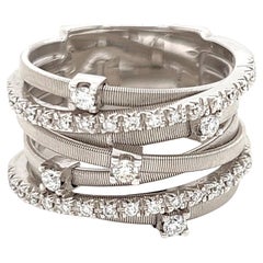 Marco Bicego GOA Diamond 7 Row Band Ring in 18k White Gold Size 6.5