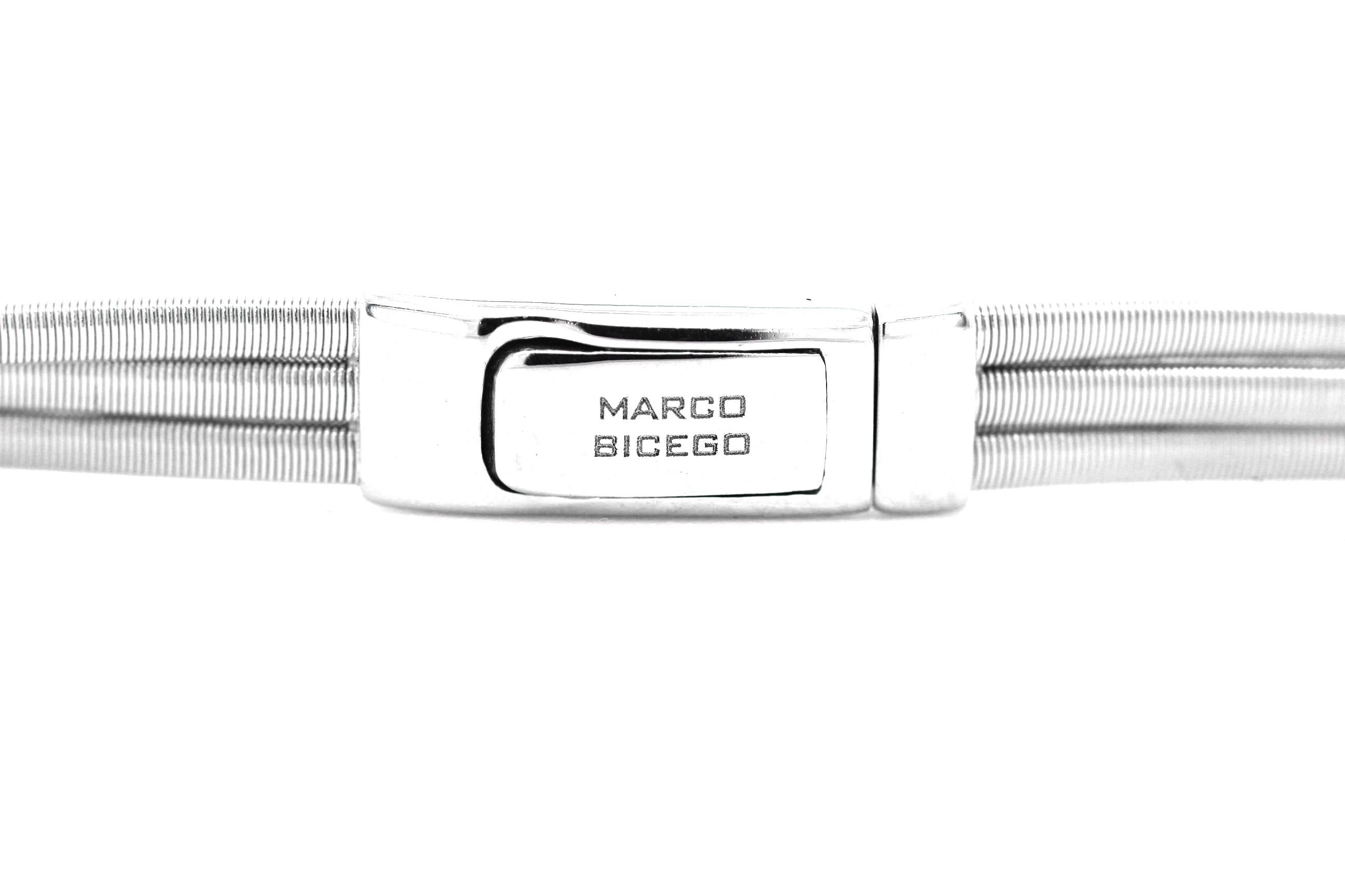 Marco Bicego Goa Necklace, Three Multi-Strand with Diamonds in 18 K White Gold In Excellent Condition In London, GB