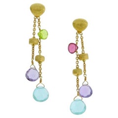 Used Marco Bicego Gold Paradise Mixed Stone Drop Double Drop Earrings 