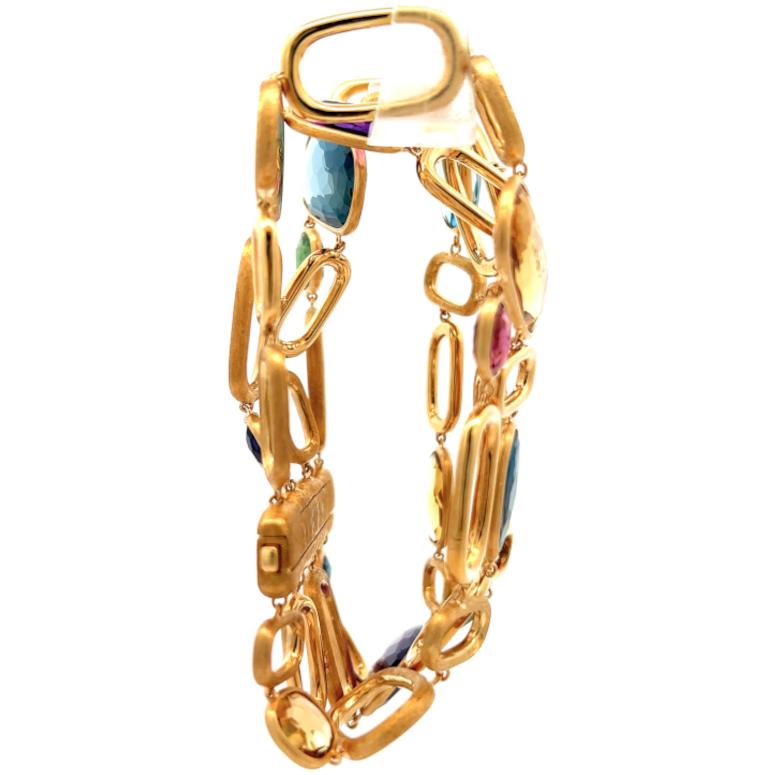 Women's or Men's Marco Bicego Italian Gemstone 18 Karat Yellow Gold Four Strand Murano Bracelet