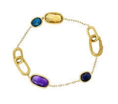 Marco Bicego Italienisch Multi-Gem 18 Karat Gold Murano Station Armband