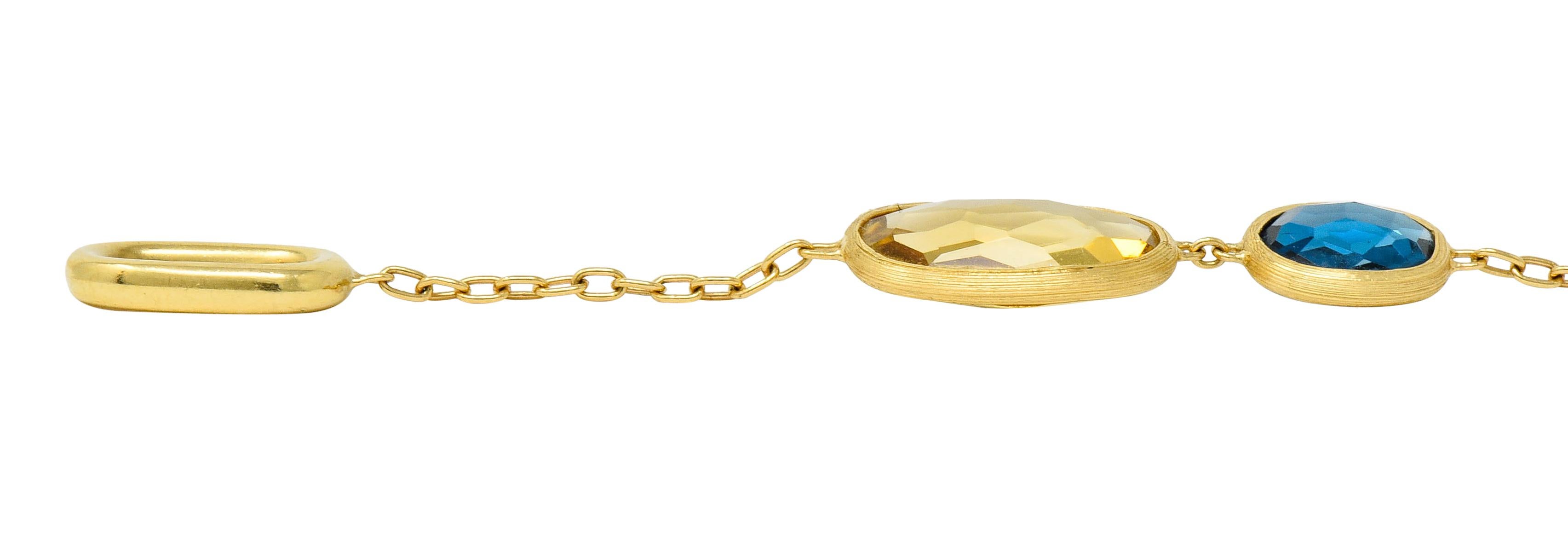 Women's or Men's Marco Bicego Italian Multi-Gem 18 Karat Gold Murano Station Bracelet