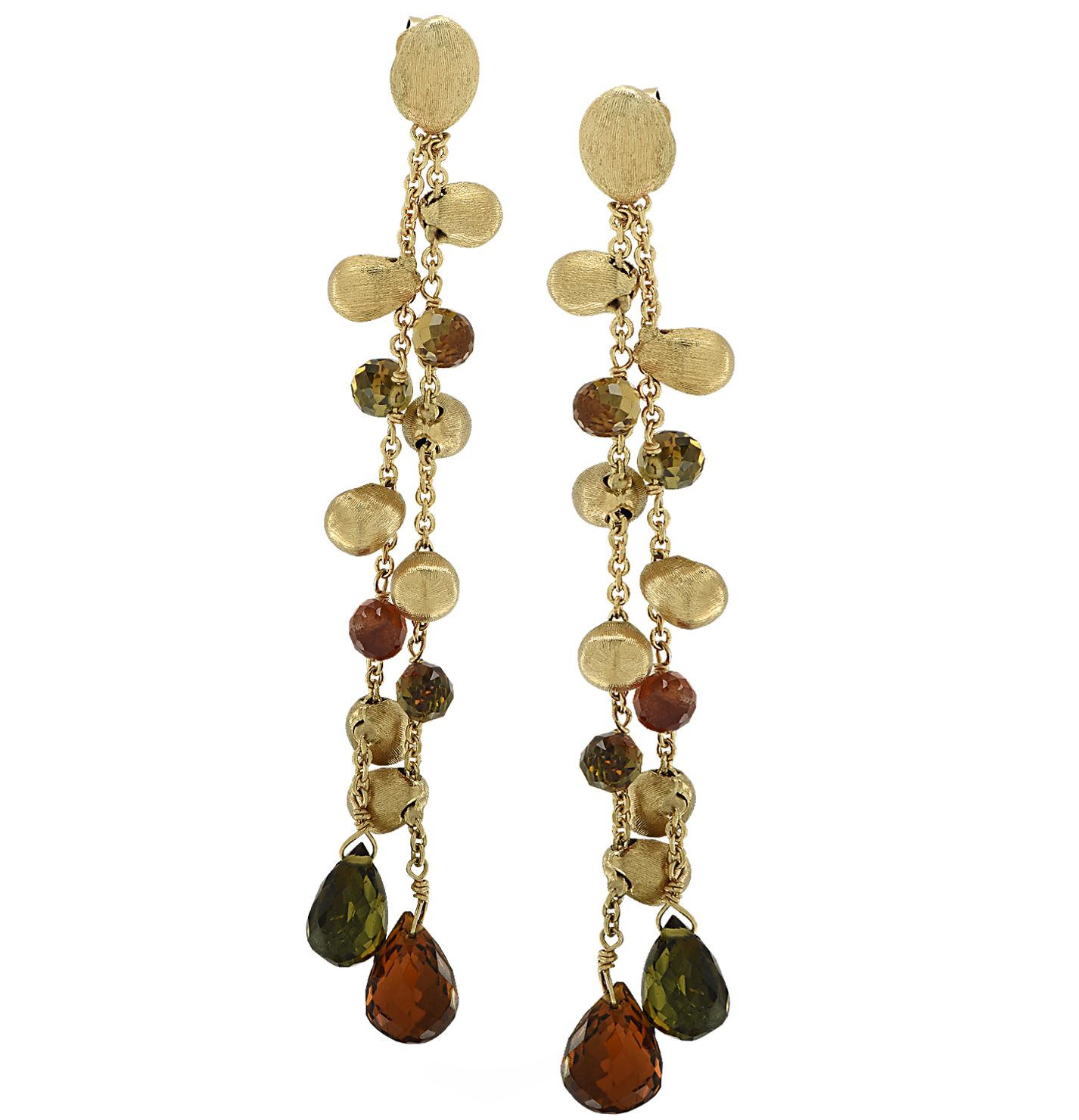 Women's or Men's Marco Bicego Italy, Peridot and Citrine Paradise Double-Strand Dangle Earrings