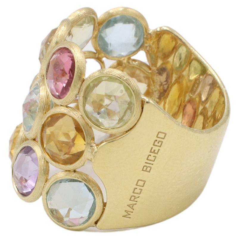 Rose Cut Marco Bicego Jaipur 18 Karat Multi-Colored Gemstone Band Ring  For Sale