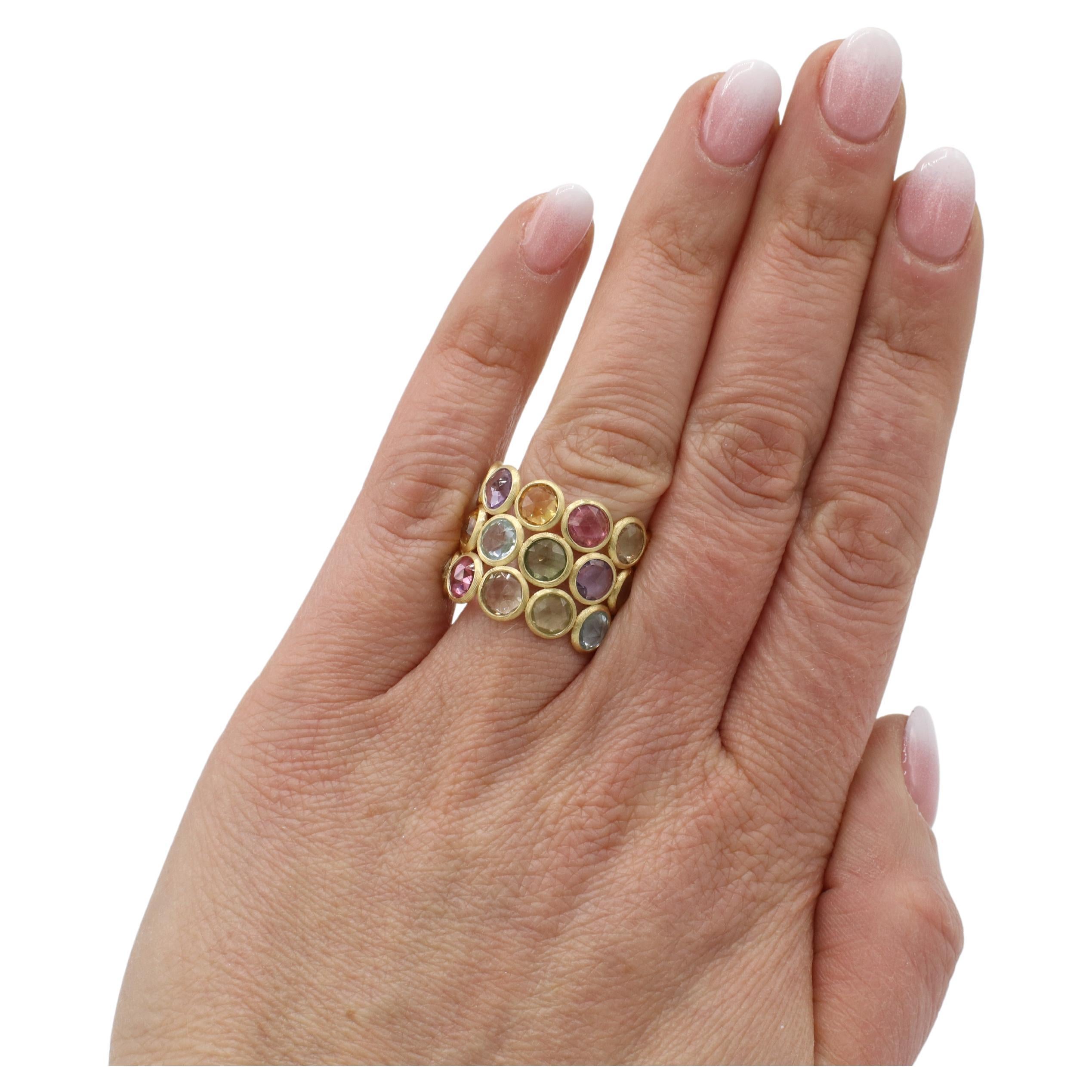 Marco Bicego Jaipur 18 Karat Multi-Colored Gemstone Band Ring  In Excellent Condition For Sale In  Baltimore, MD