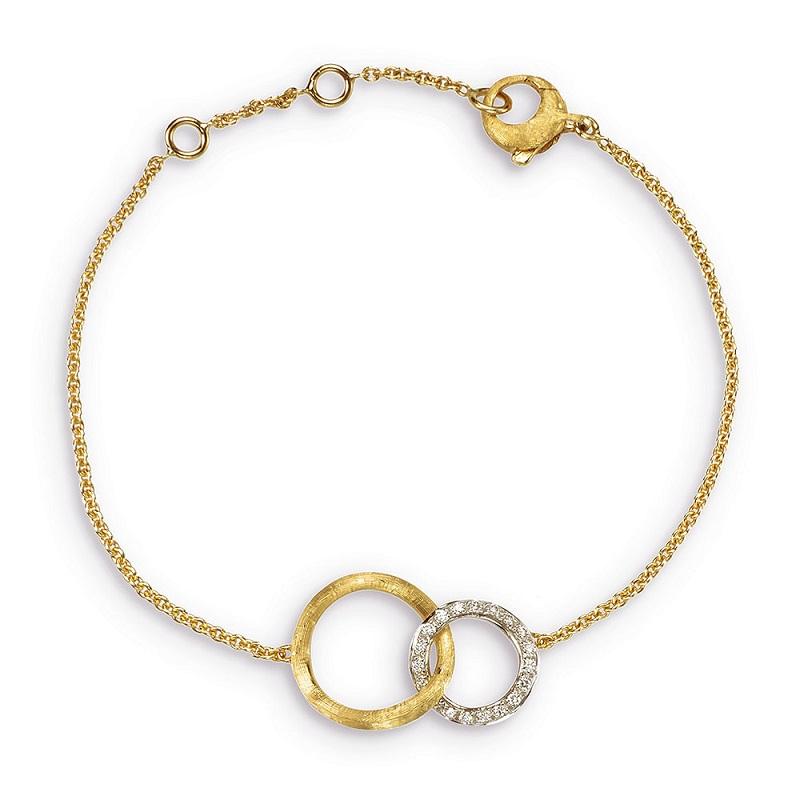 Taglio rotondo Marco Bicego Bracciale Jaipur in oro giallo 18 carati e diamanti BB1674 B YW Q6 in vendita