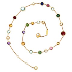 Marco Bicego Jaipur Collier en or jaune 18k composé de pierres précieuses rondes et multicolores