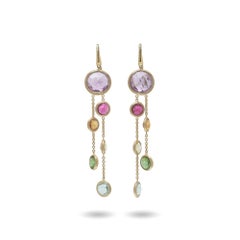 Boucles d'oreilles pendantes Marco Bicego Jaipur en or 18 carats, ornées de plusieurs pierres précieuses