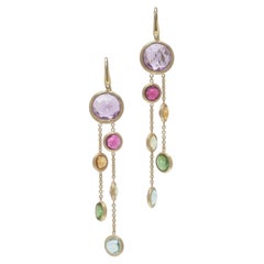 Boucles d'oreilles pendantes Marco Bicego Jaipur en or 18 carats, ornées de plusieurs pierres précieuses