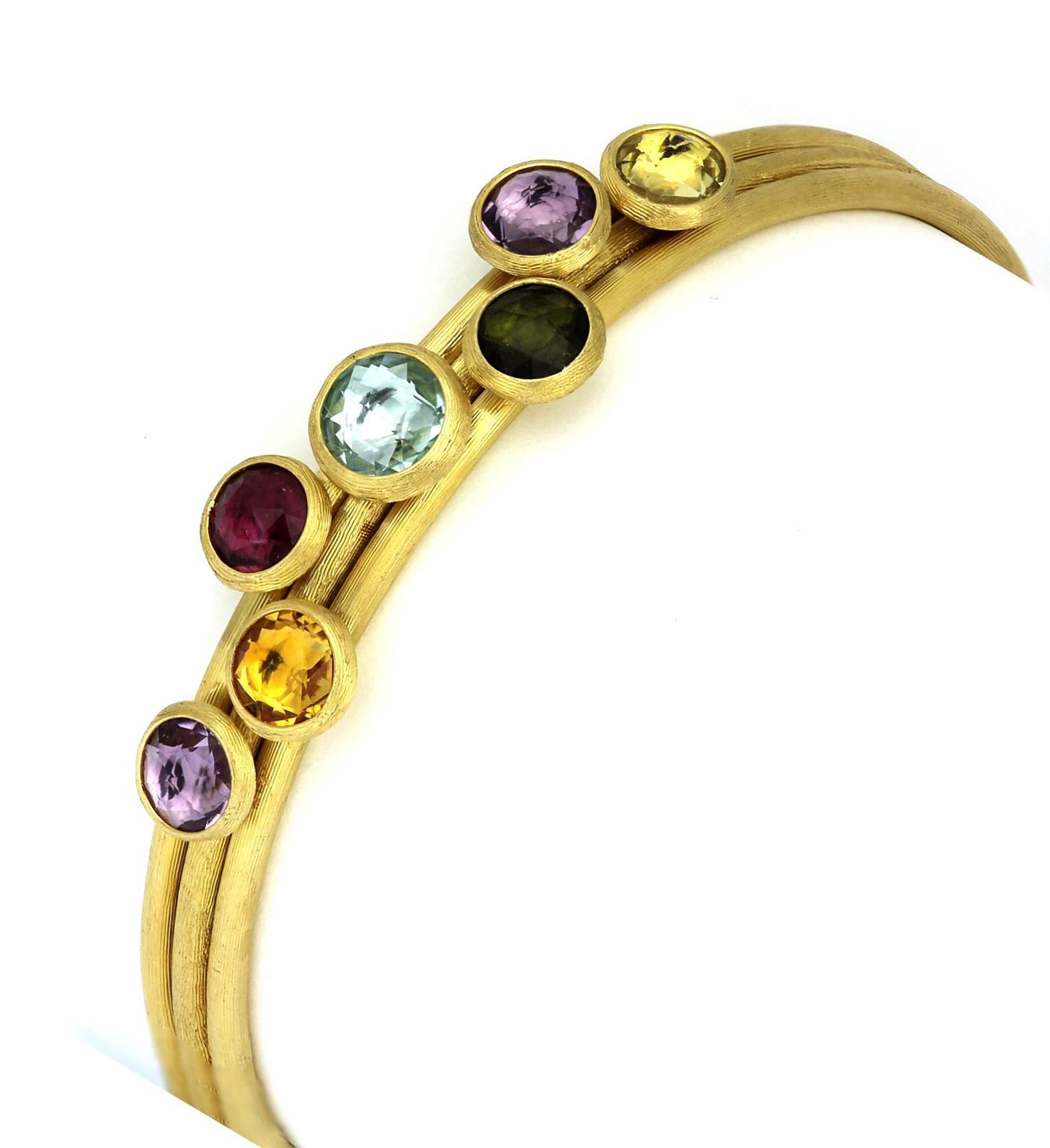 Round Cut Marco Bicego Jaipur Bracelet in 18 Carat Yellow Gold with Multi Gems Amethyst