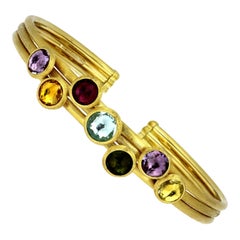 Marco Bicego Jaipur Bracelet in 18 Carat Yellow Gold with Multi Gems Amethyst