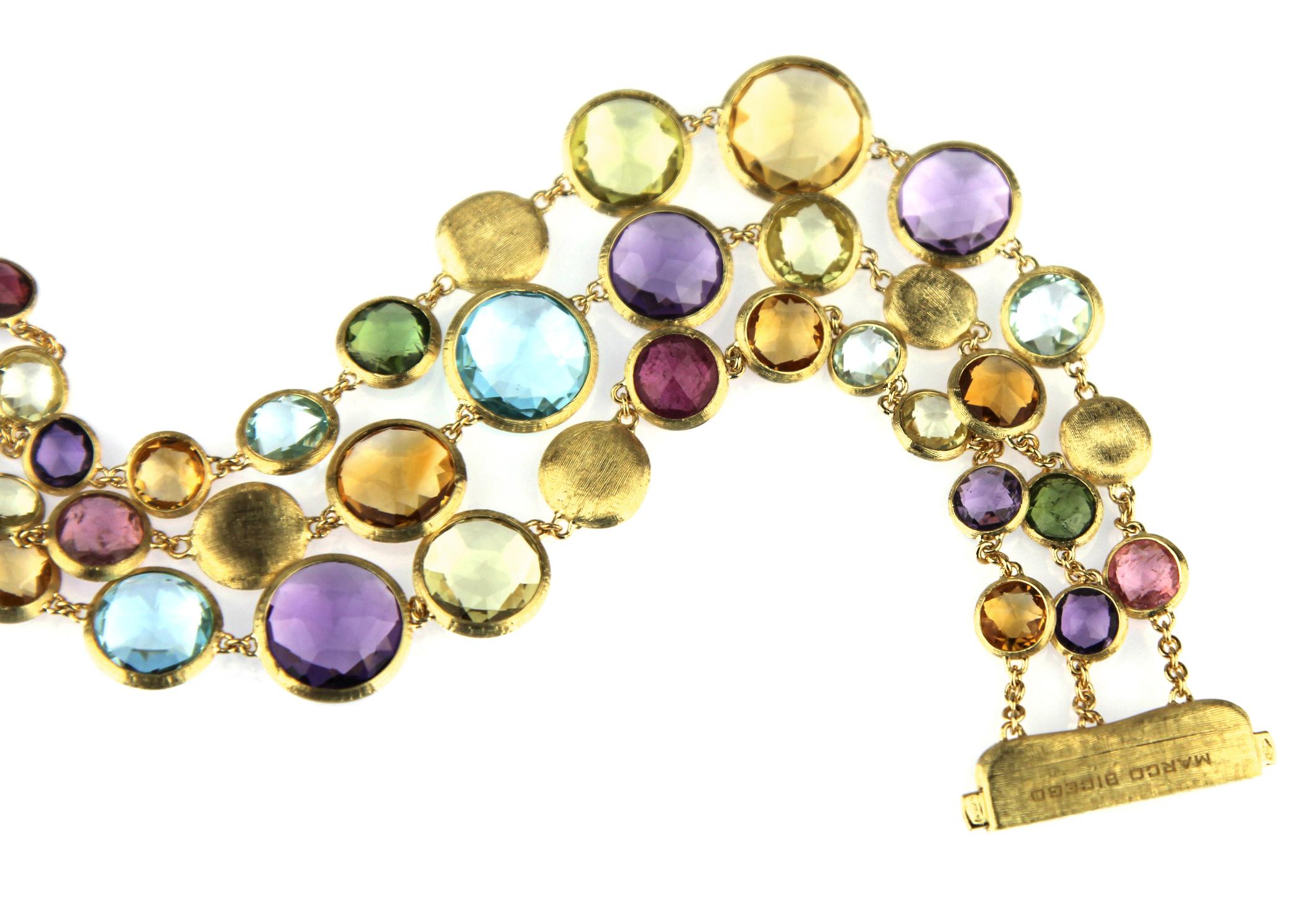 Modern Marco Bicego Jaipur Bracelet in 18 Carat Yellow Gold, Amethyst, Citrie, Garnet