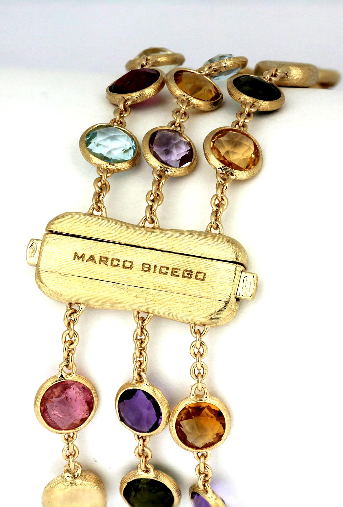 Marco Bicego Jaipur Bracelet in 18 Carat Yellow Gold, Amethyst, Citrie, Garnet 2