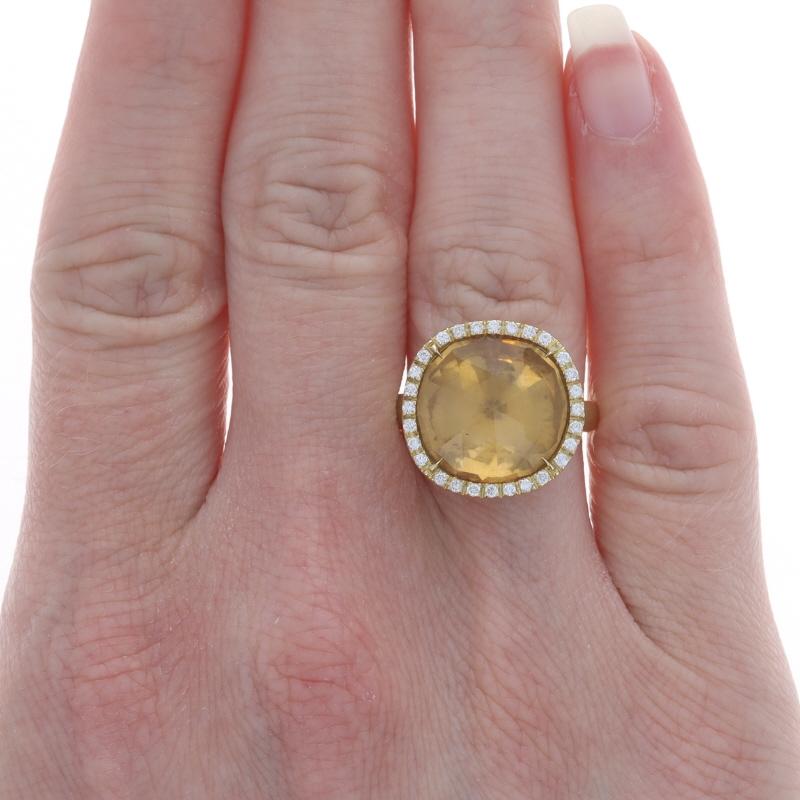 Rose Cut Marco Bicego Jaipur Citrine Diamond Halo Ring - Yellow Gold 18k Rose Cab .21ctw For Sale