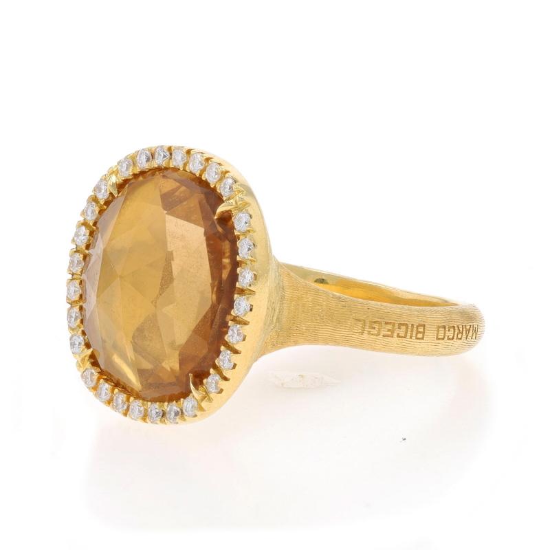 Marco Bicego Jaipur Citrine Diamond Halo Ring - Yellow Gold 18k Rose Cab .21ctw In Excellent Condition For Sale In Greensboro, NC