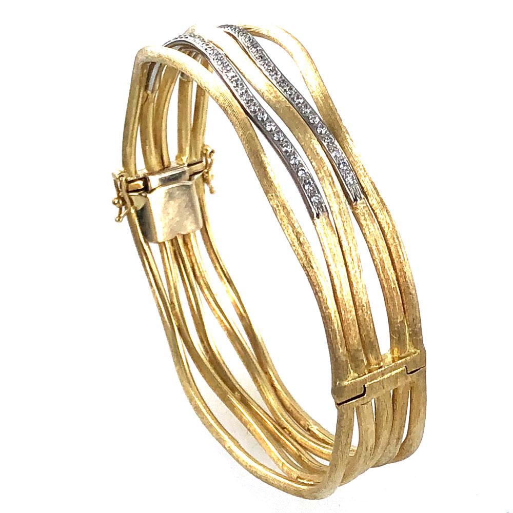 Modern Marco Bicego Jaipur Diamond Five-Row Bangle Bracelet 18 Karat Yellow Gold