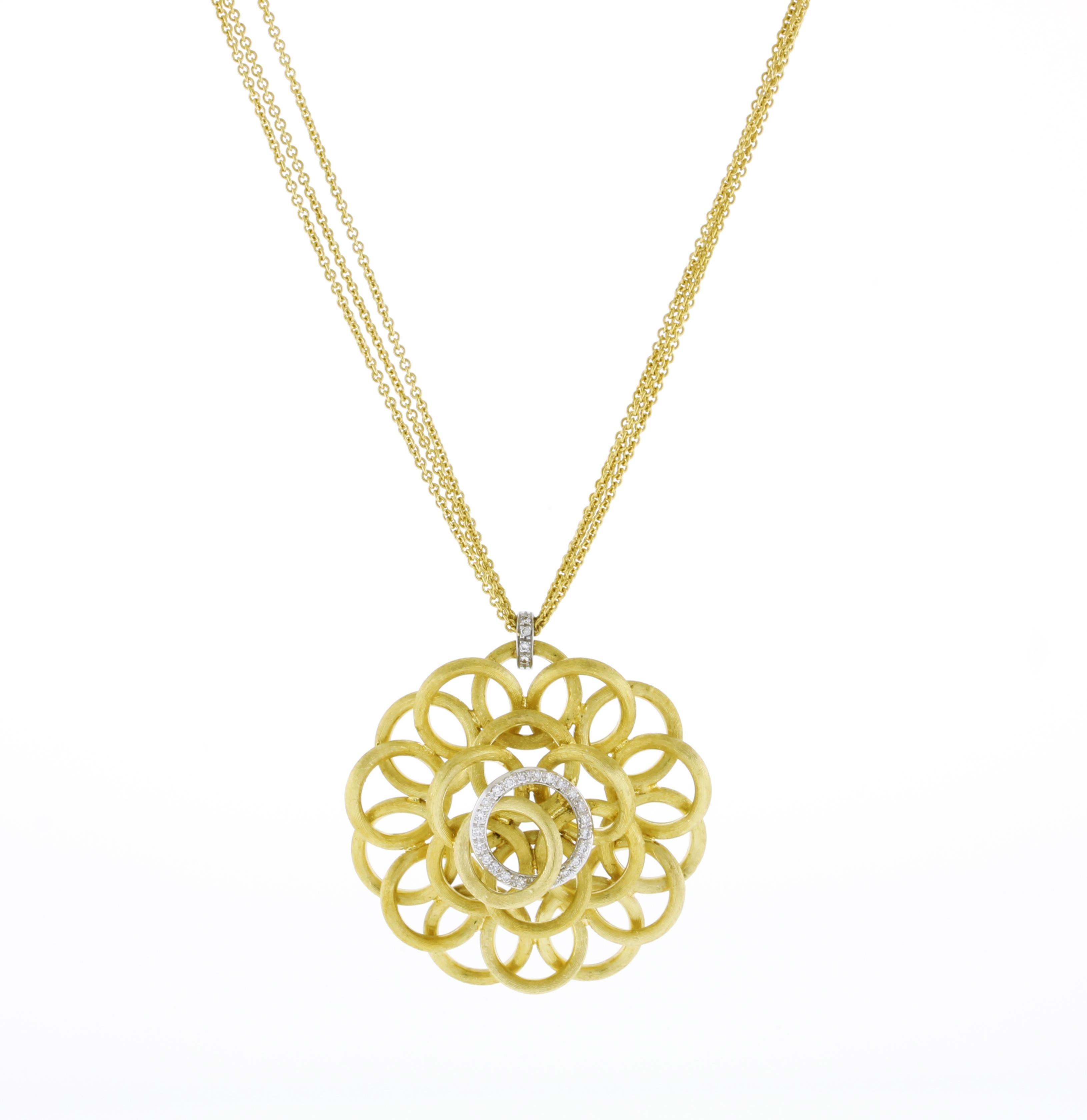 Brilliant Cut Marco Bicego Jaipur Gold and Diamond Pendant Necklace For Sale