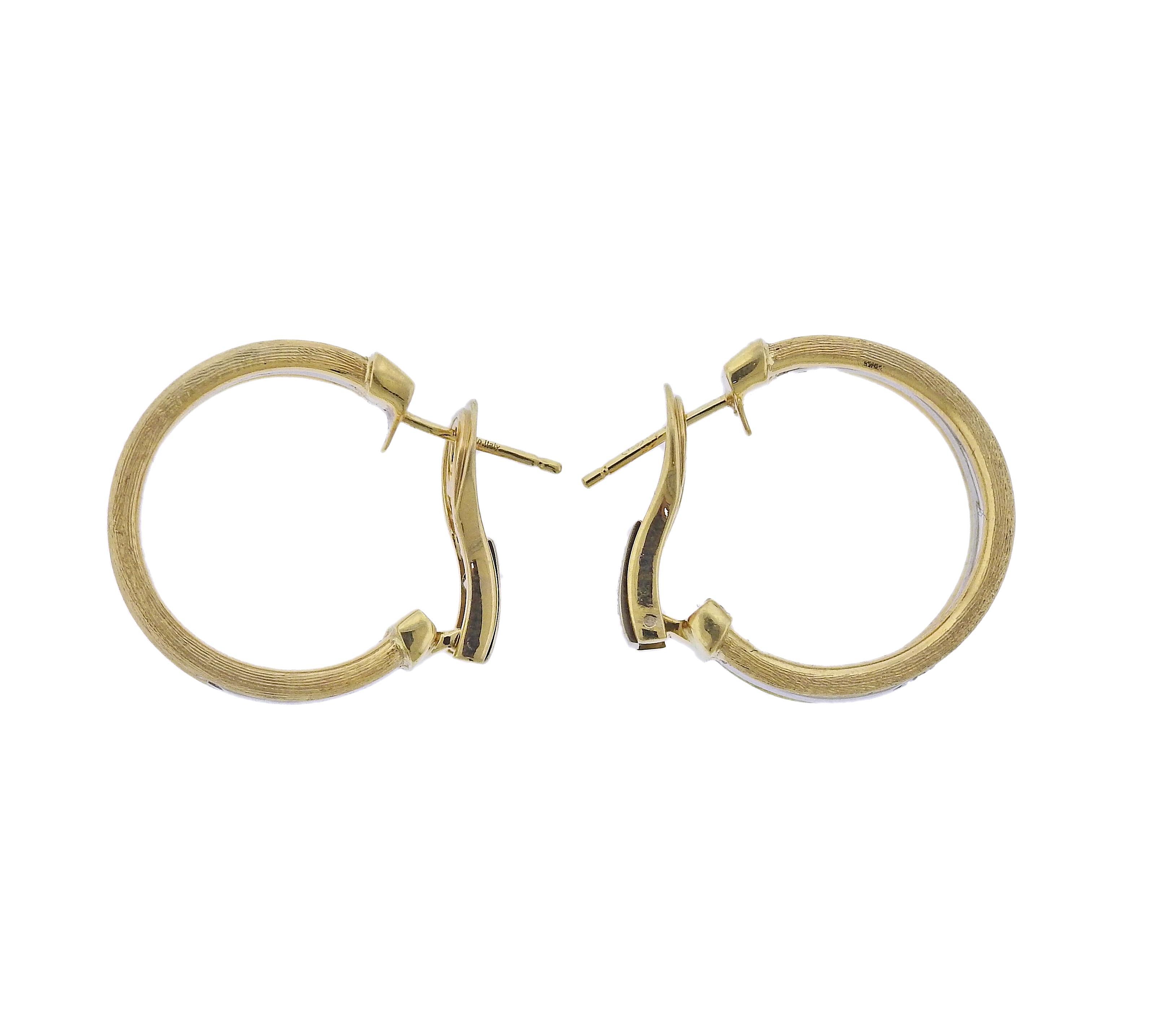 Marco Bicego Jaipur Gold Diamond Hoop Earrings For Sale at 1stDibs