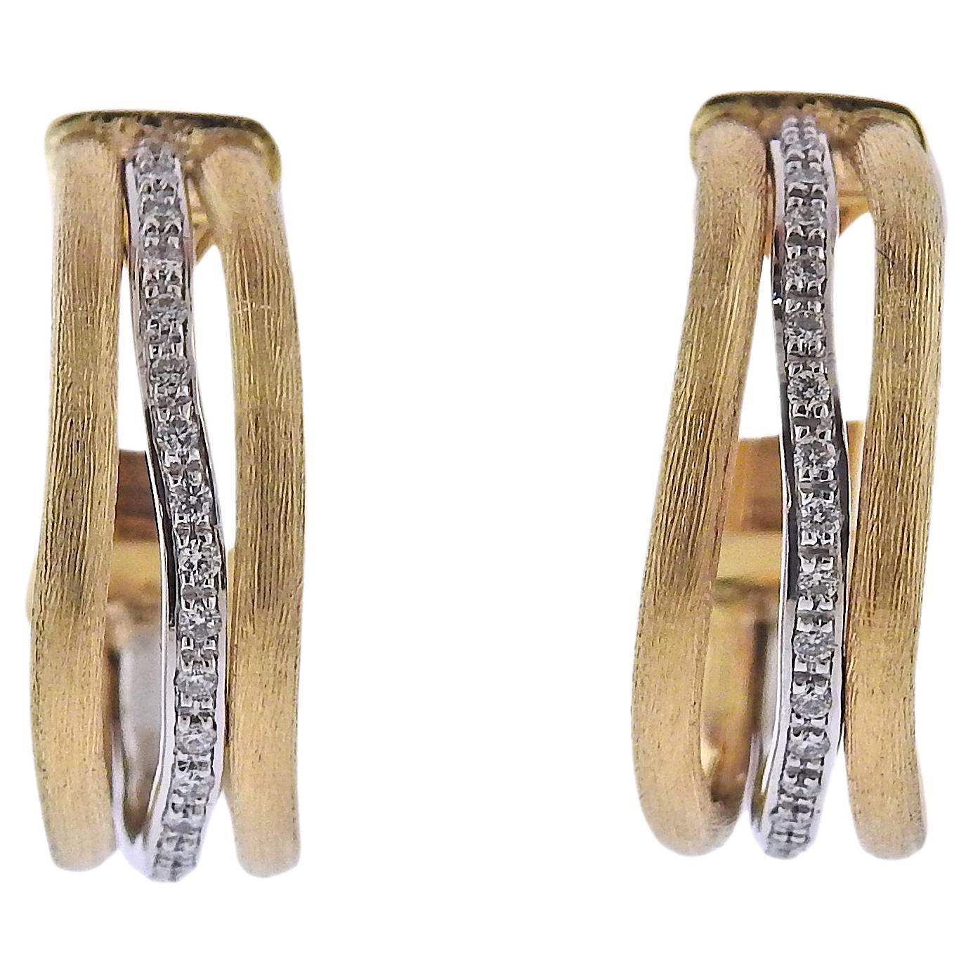 Marco Bicego Jaipur Gold Diamond Hoop Earrings For Sale