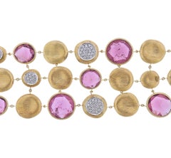 Marco Bicego Jaipur Gold Diamond Tourmaline Multi Strand Link Bracelet