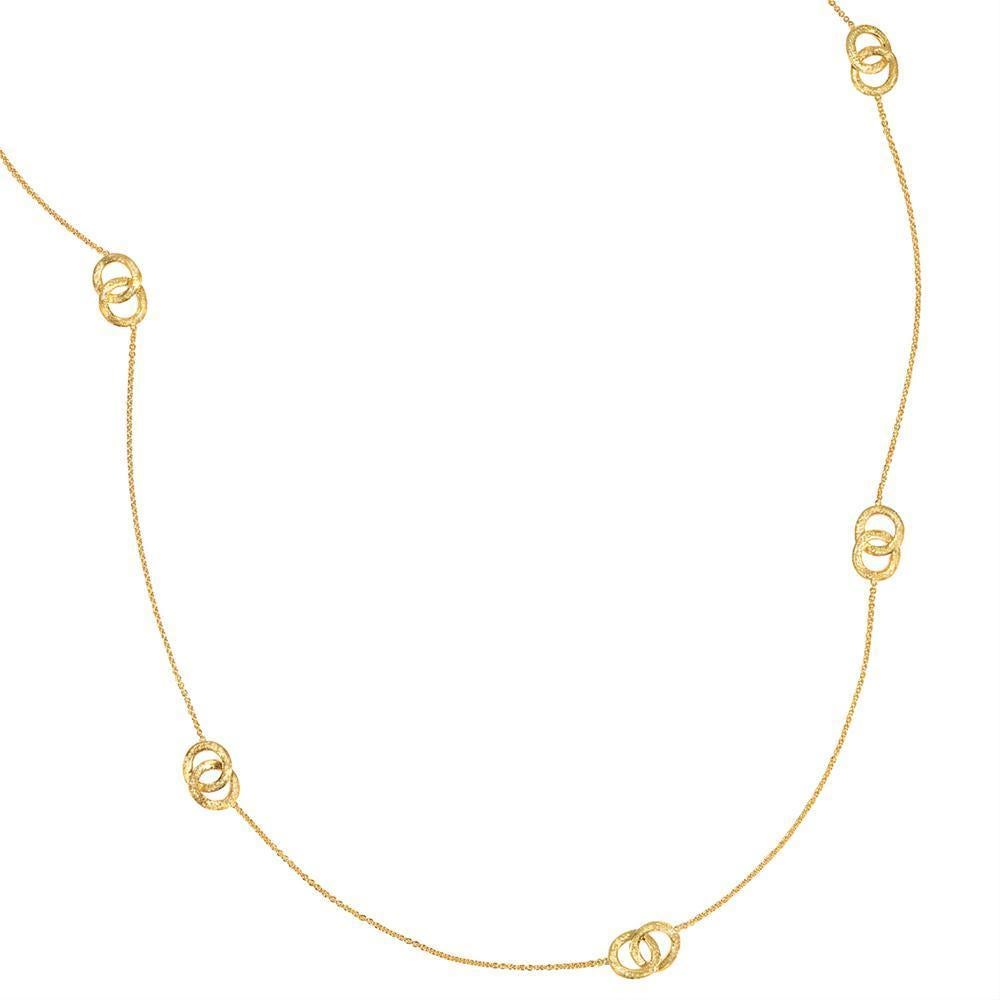 Des cercles d'or gravés à la main s'entrelacent et apportent une beauté simple et pure à une chaîne polyvalente de 36 pouces de long de la magnifique collection Jaipur. Soyez audacieux et à la mode avec ce collier coloré. 
CB1338