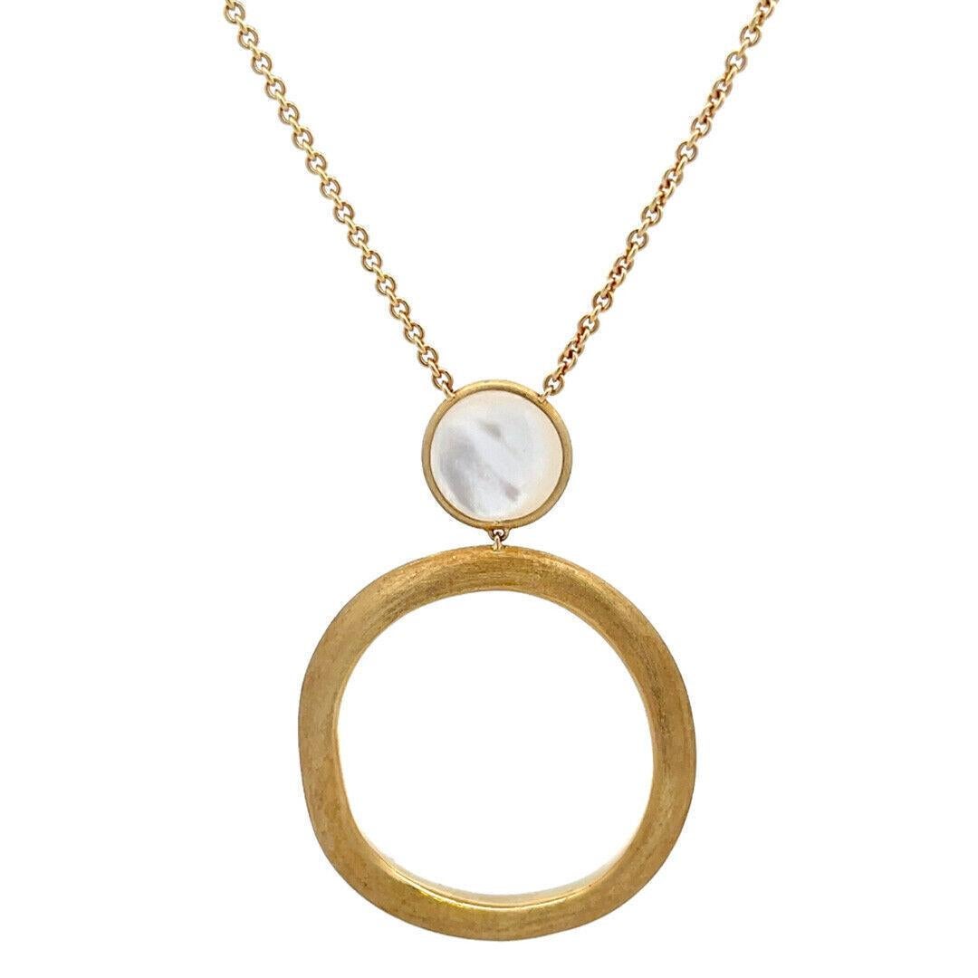 Cabochon Marco Bicego Jaipur Mother of Pearl 18k Yellow Gold Circle Pendant Necklace