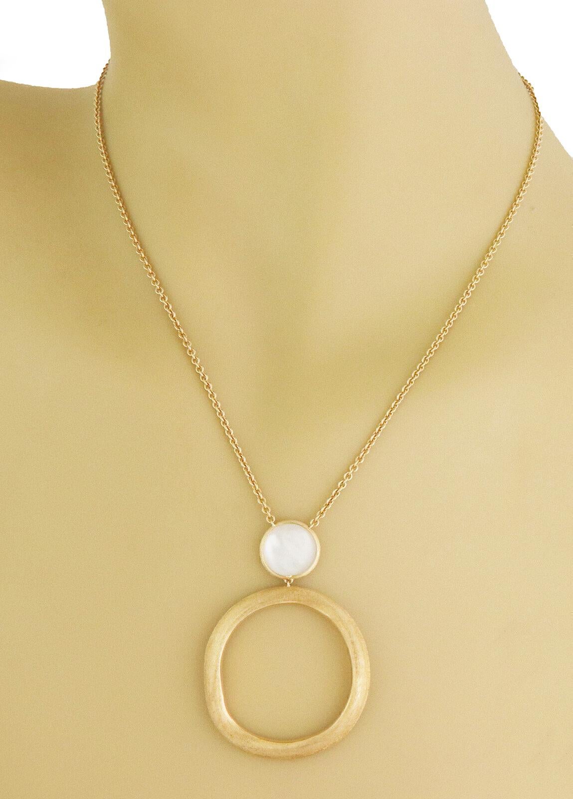 Marco Bicego Jaipur Mother of Pearl 18k Yellow Gold Circle Pendant Necklace 2