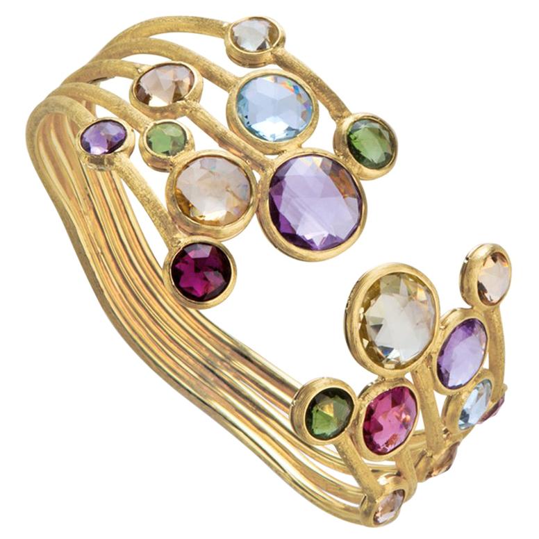 Marco Bicego Jaipur Yellow Gold and Mixed Gemstones Five-Row Bangle SB52 MIX01 Y