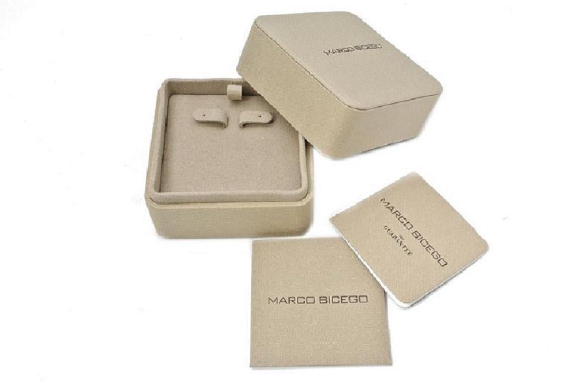 Women's or Men's Marco Bicego Jaipur Yellow & White Gold Flat-Link Diamond Studs OB1757 B1 For Sale
