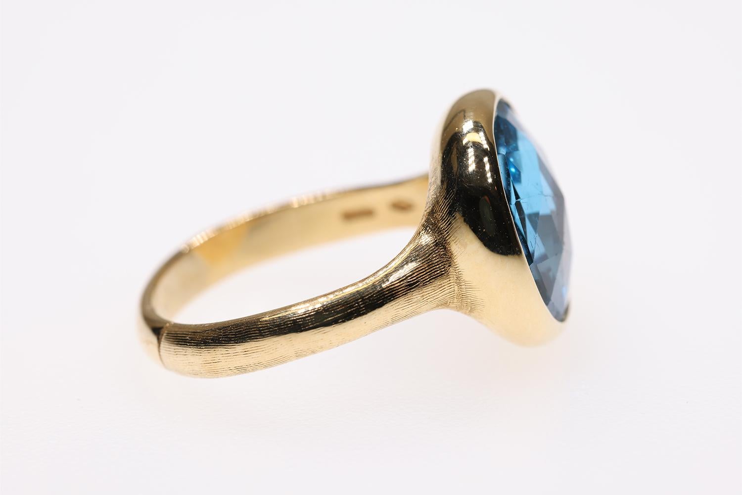 For Sale:  Marco Bicego Large Blue Topaz 18K Yellow Gold Ring 6